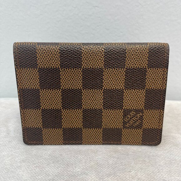 LOUIS VUITTON Damier Ebene Porte 2 Cartes Vertical Card Holder - Preowned - Picture 1 of 9